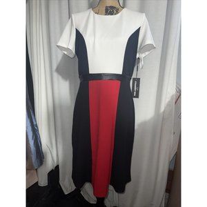 Karl Lagerfield Paris Colorblock red black white short sleeve size 8 dress NWT